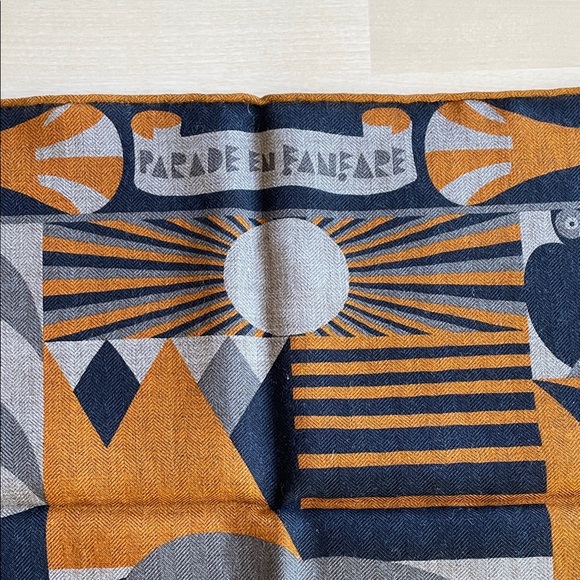 NWT Auth. Hermès 65 cm Cashmere/Silk Scarf “Parade en Fanfare” - Picture 3 of 13